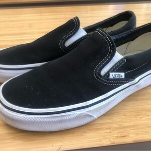 Vans Classic Black and White Canvas Slip-Ons